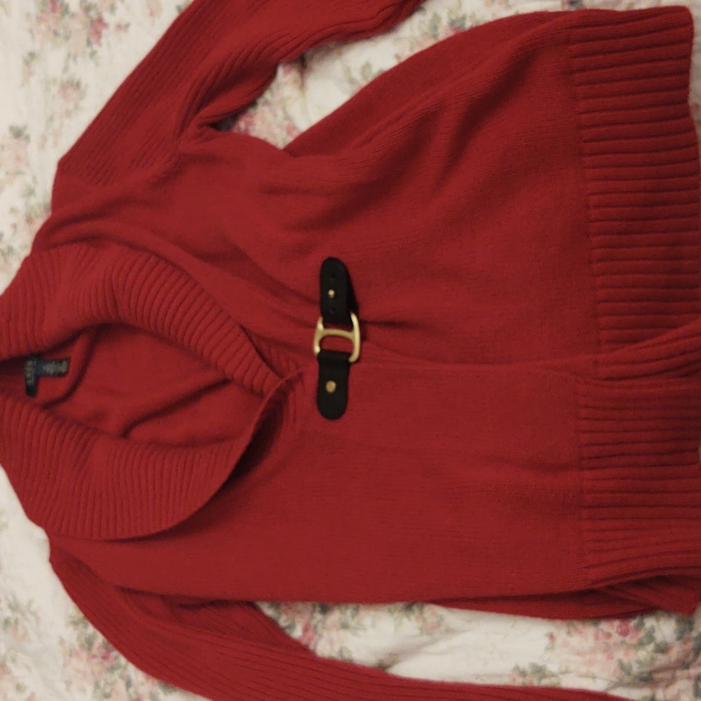Lauren Ralph Lauren XL Red Cardigan with Buckle